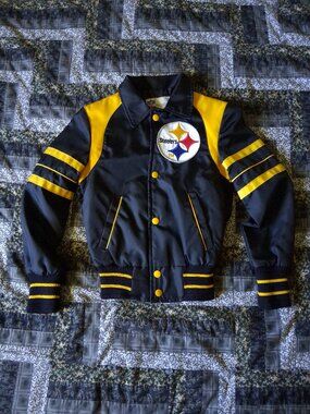 VTG 1980s Gary-Mor NFL Football Pittsburgh Steelers Bomber Jacket Youth Size 12